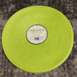 Round Woven Placemat Set of 6, 15” Chartreuse (yellow green)